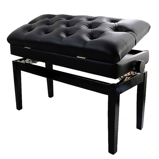 ELUKHT Leather Piano Bench Double Adjustable Padded Piano Bench82CM Soft Leather Keyboard Piano Stool with Storage Box Solid Hard Wood Construction,