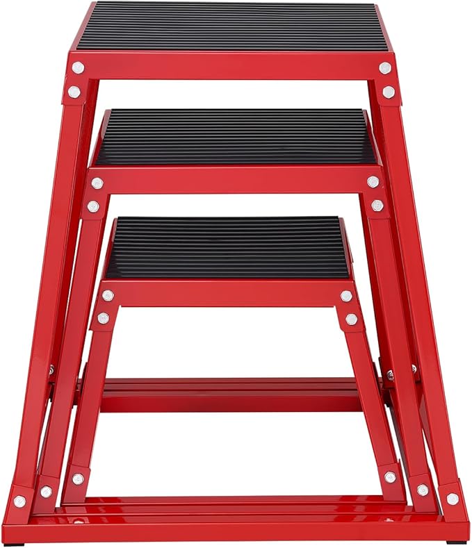 VEVOR Plyometric Jump Box, 18 Inch Plyo Box, Steel Plyometric Platform and Jumping Agility Box, Anti-Slip Fitness Exercise Step Up Box for Home Gym Training, Conditioning Strength Training