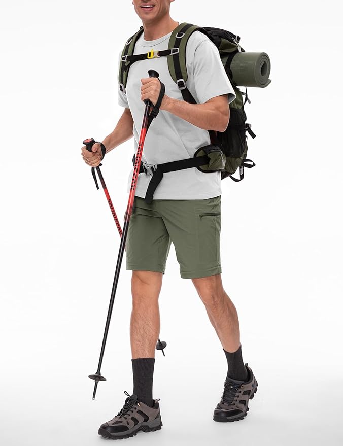 Wespornow Men's-Convertible-Hiking-Pants Quick Dry Lightweight Zip Off Breathable Cargo Pants for Outdoor, Fishing, Safari
