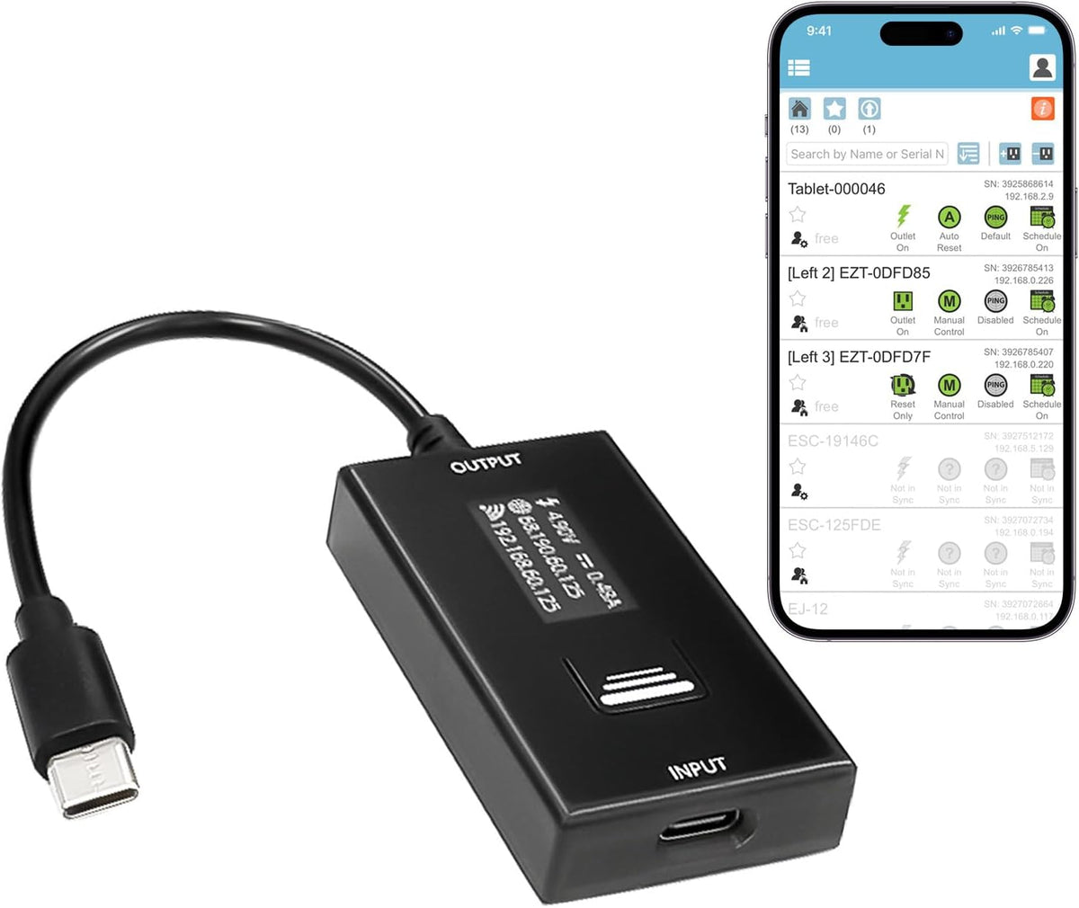 ezOutlet Automatic Router Rebooter Wi-Fi IP Enabled Remote DC Power Switch (USB Type-C Plug) with Auto Reboot