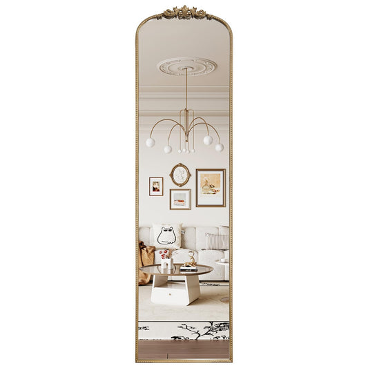 WallBeyond Arched Full Length Mirror Wall Mounted, 21x78 Inch Gold Antique Mirror, Vintage Metal Frame Full Body Mirro for Bedroom, Living Room, Hanging or Leaning