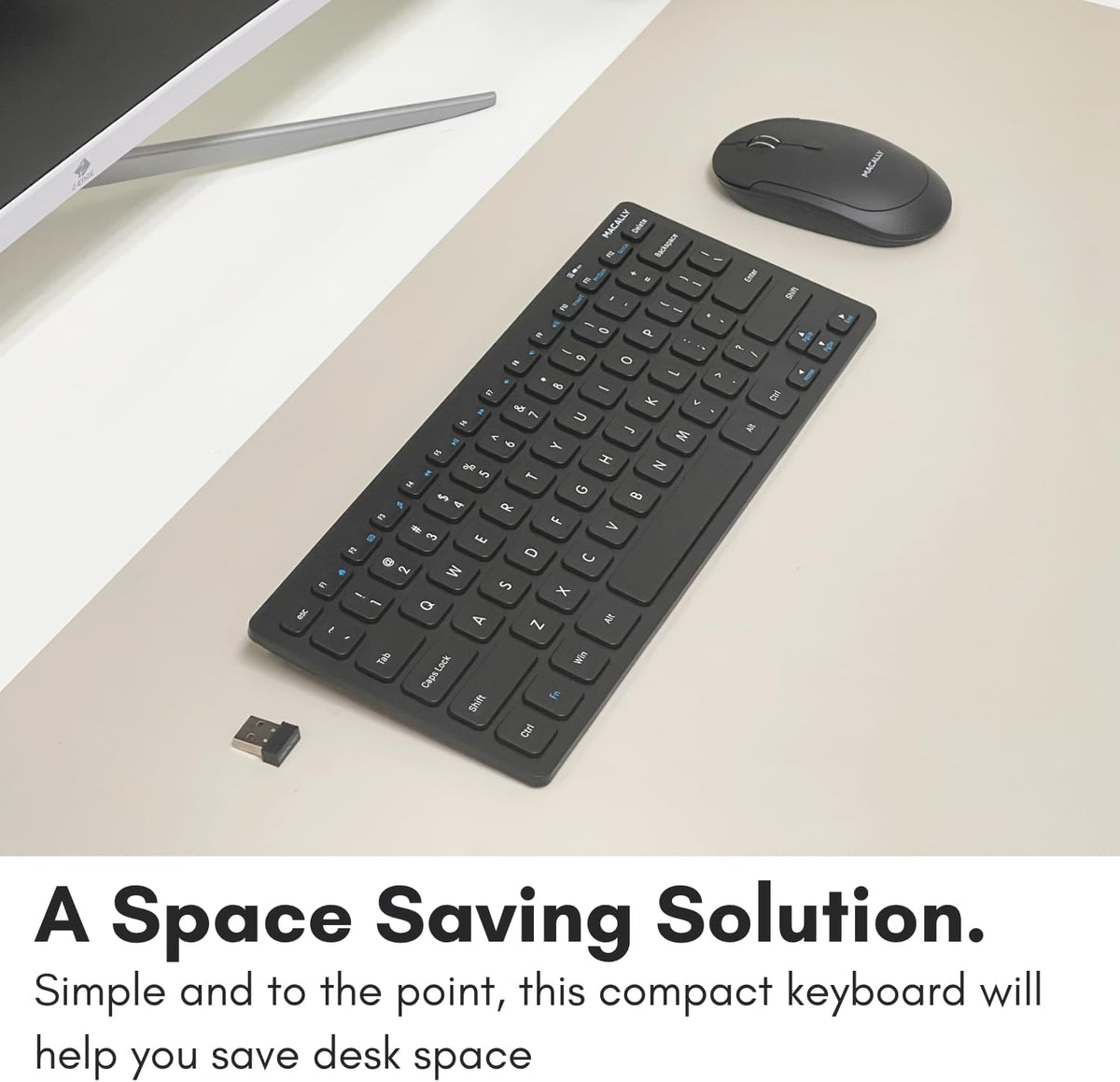 Macally 2.4G Mini Compact Keyboard - Wireless Keyboards for Desktop PC, Surface, Chromebook, Notebook, Laptop Keyboard
