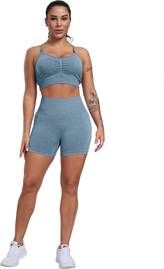CHRLEISURE Women's 4 Packs Workout Gym Shorts, High Waisted Butt Lifting Scrunch Butt Seamless Booty Shorts