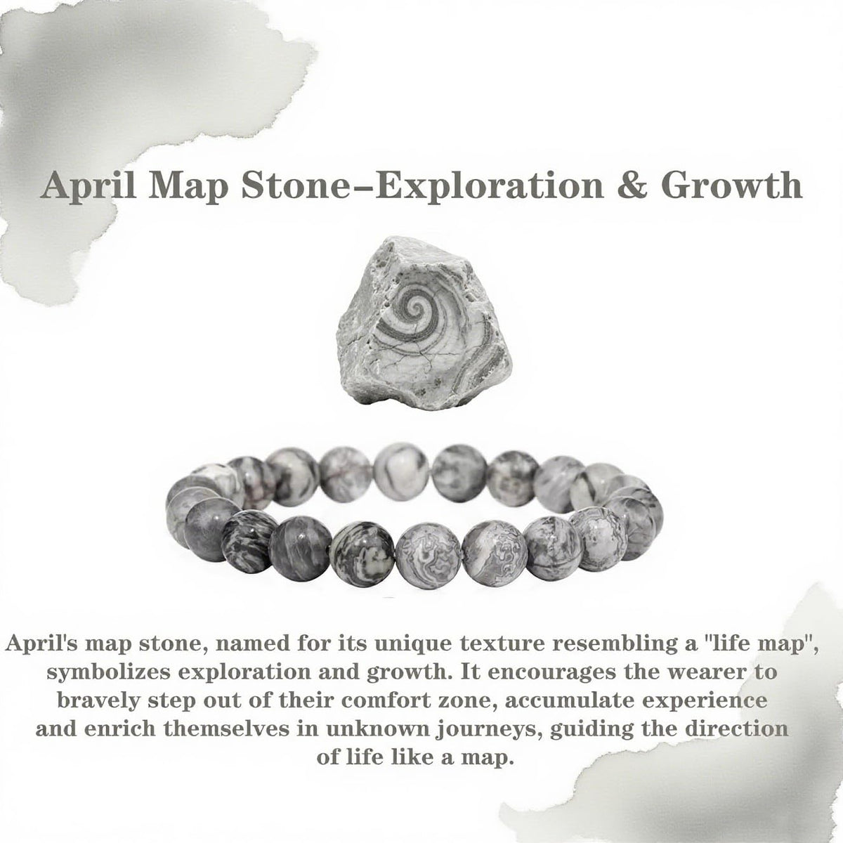 Crgwxzl April Birthstone Bracelets for Women Men,Healing Crystal Protection Stone Map Stone Beads Bracelet,String Wrap Zodiac Month Bracelets Birthday Jewelry Gifts