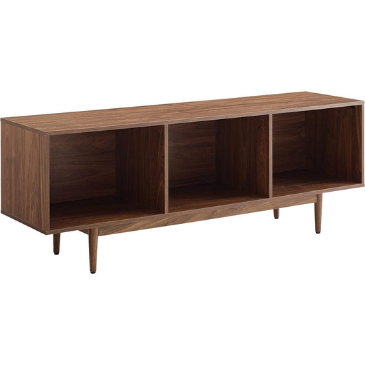 Maykoosh French Record Storage Console - Adjustable Rustic Cabinet for Vinyl & Media Large/Walnut