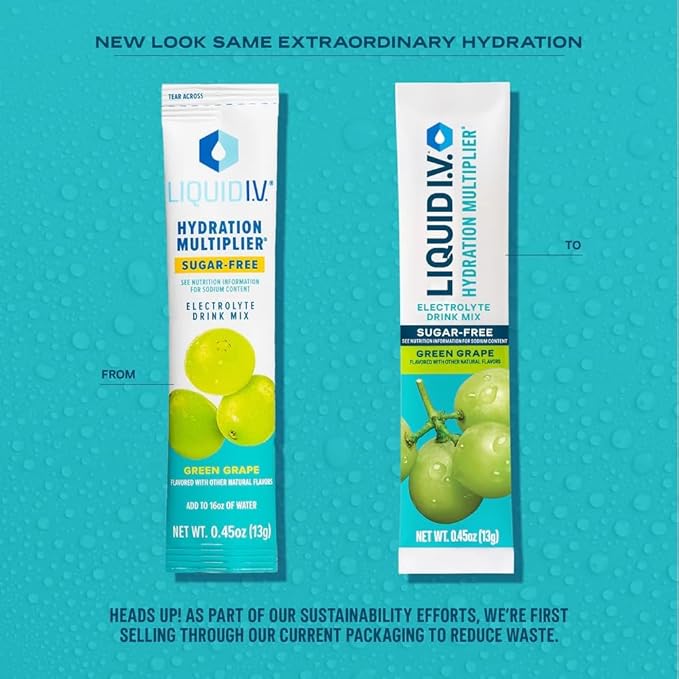 Liquid I.V.® Hydration Multiplier® Sugar-Free - Green Grape | Electrolyte Powder Drink Mix | 14 Servings (Pack of 1)