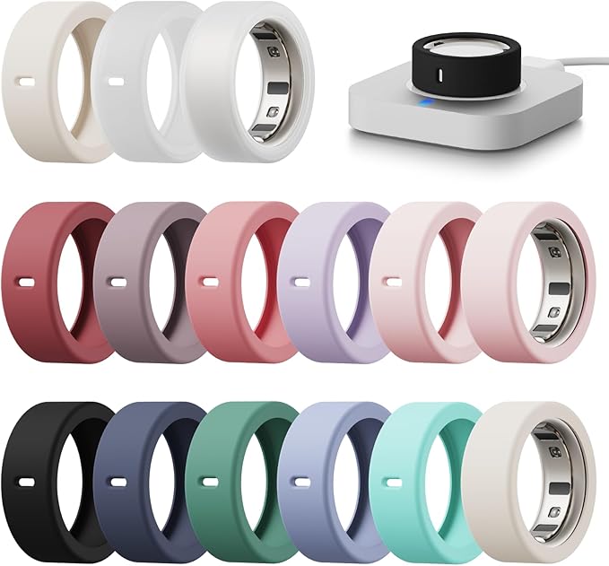 15 Pack Cover Compatible with Oura Ring Gen 4/Gen 3 Horizon/Gen 3 Heritage, Anti-Scratch Silicone Case for Oura Ring Protector for Women Men Working Out Gym, Support Charging with Cover on
