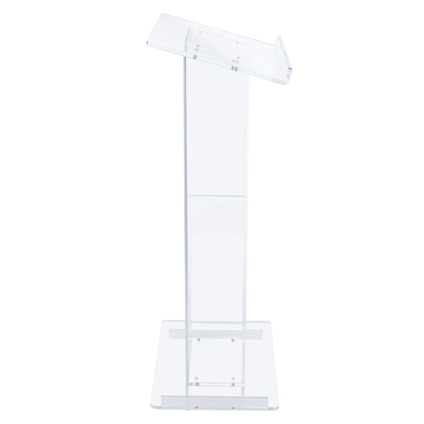 OEF Furnishings CoreGhost Series Commercial-Grade Modern Clear Acrylic Lectern with Shelf (24-inch Reading Surface)