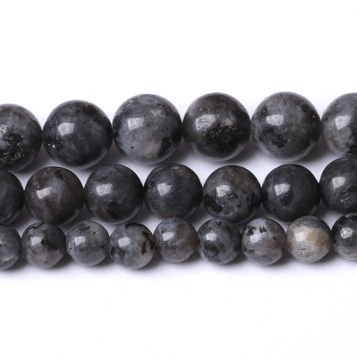 32PCS 12MM Natural Black Labradorite Beads Round Loose Stone Beads for Jewelry Making DIY Energy Stone Healing Power Bracelet 15"