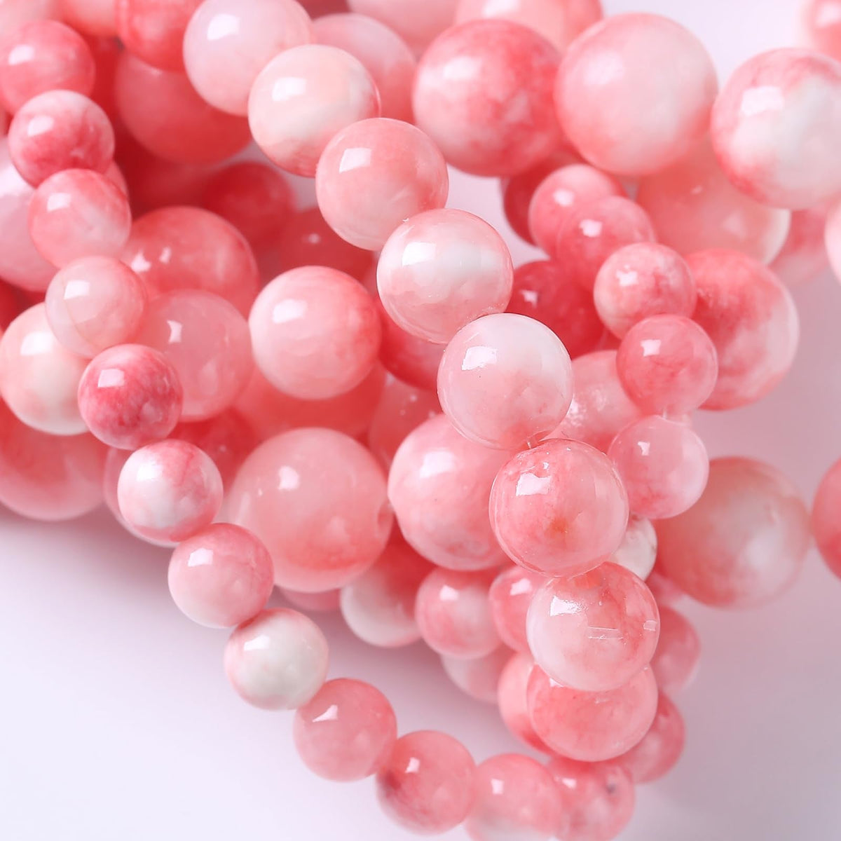 8MM 46PCS Pink Persian Jade Spacer Loose Beads for Jewelry Making DIY Bracelet Necklace