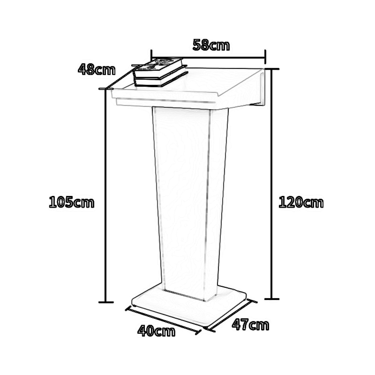 FAiruo Stand Up Lectern Podium,Tilt Design Standing Desk Host Stage Speaking Reading Table, for Classroom Conference and Auditorium/White/58x48x120cm
