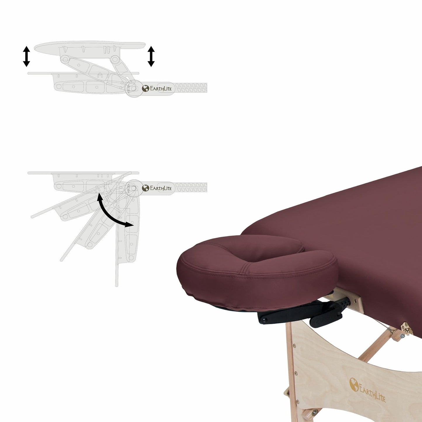 EarthLite Harmony DX Portable Massage Table Package, Includes Table + Face Cradle + Carrying Case, 30" x 73, Burgundy