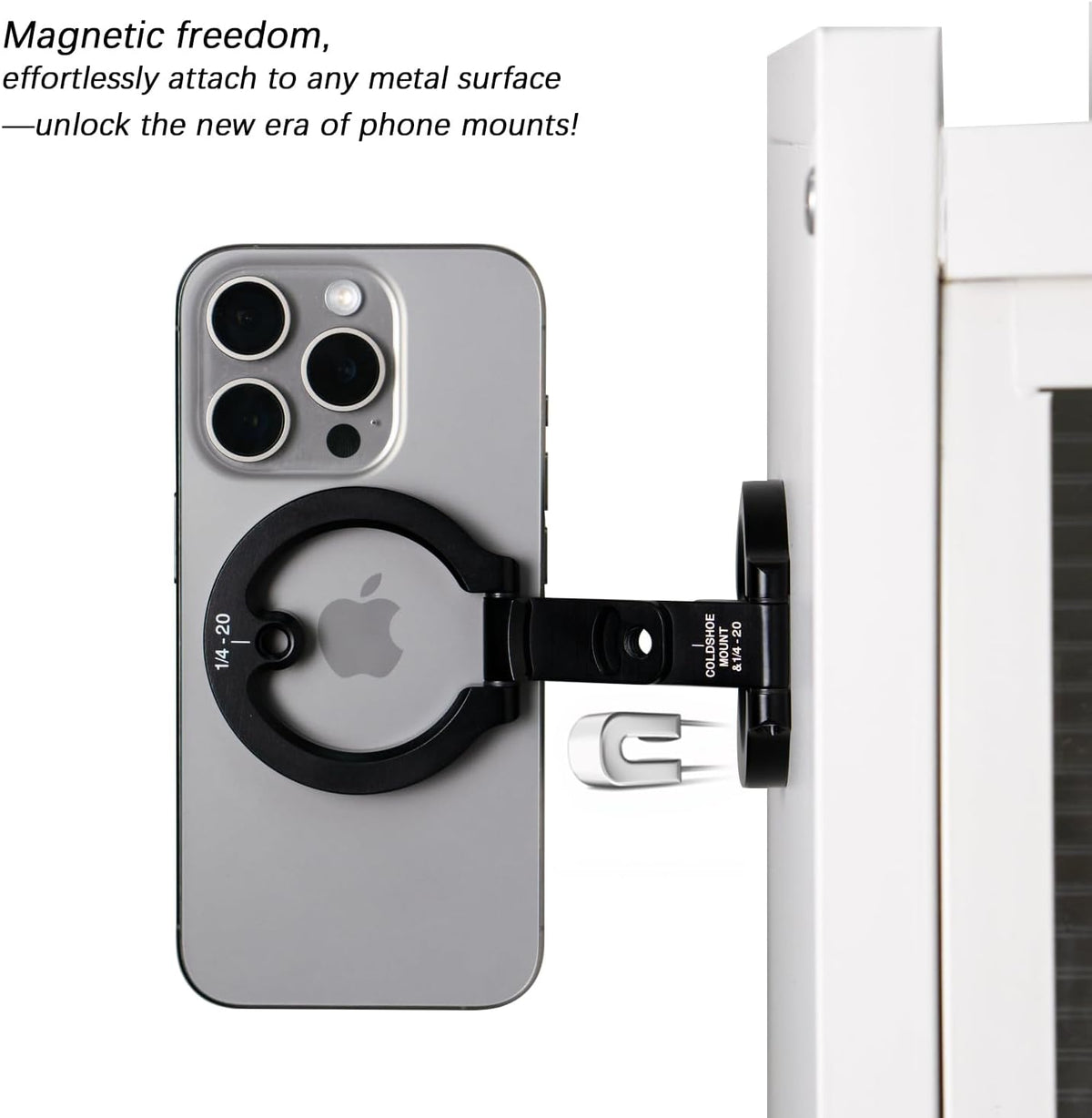Amlanpin 1/4" Dual Magnetic Phone Holder, Screw Tripod Mount, Gym Magnetic Phone Stand for Car (Black)