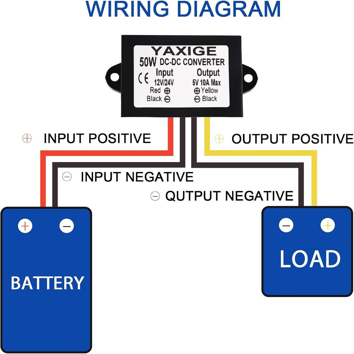 YAXIGE 3PCS 12V/24V 5V 10A 50W (10V-32V 5V, 10A) to Step-Down Converter Regulator Waterproof Step-Down Power Supply