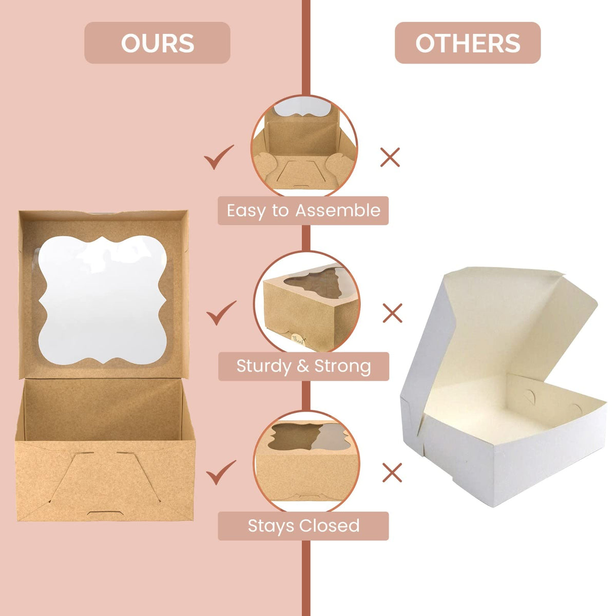 20 Pack Cookie Boxes for Gift Giving – 6X6X3 Inches Bakery Boxes with Window - Extra Thick Small Cookie Containers for Treats, Desserts, Strawberries, Cupcakes, Candy, Charcuterie, Baked Goods, Pastry