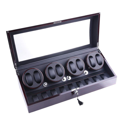 udgtee XTELARY Automatic Watch Winder, Watch Winders with 8 Winder Positions, 9 Storage Spaces, Super Quiet Motor, 4 Rotation Modes, and Dual Power Supply for Men and Women Watches