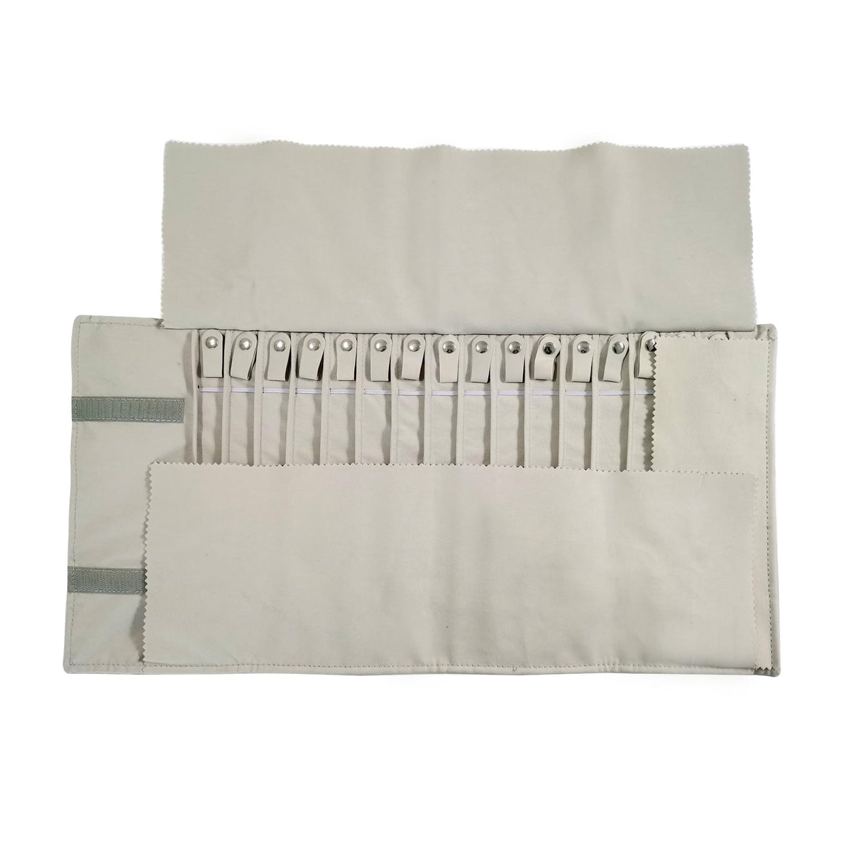 SCIKHEFT Portable Jewelry Roll Untangled Secure Necklace Travel Storage Bag Displays Holder 16 Chain (Beige)