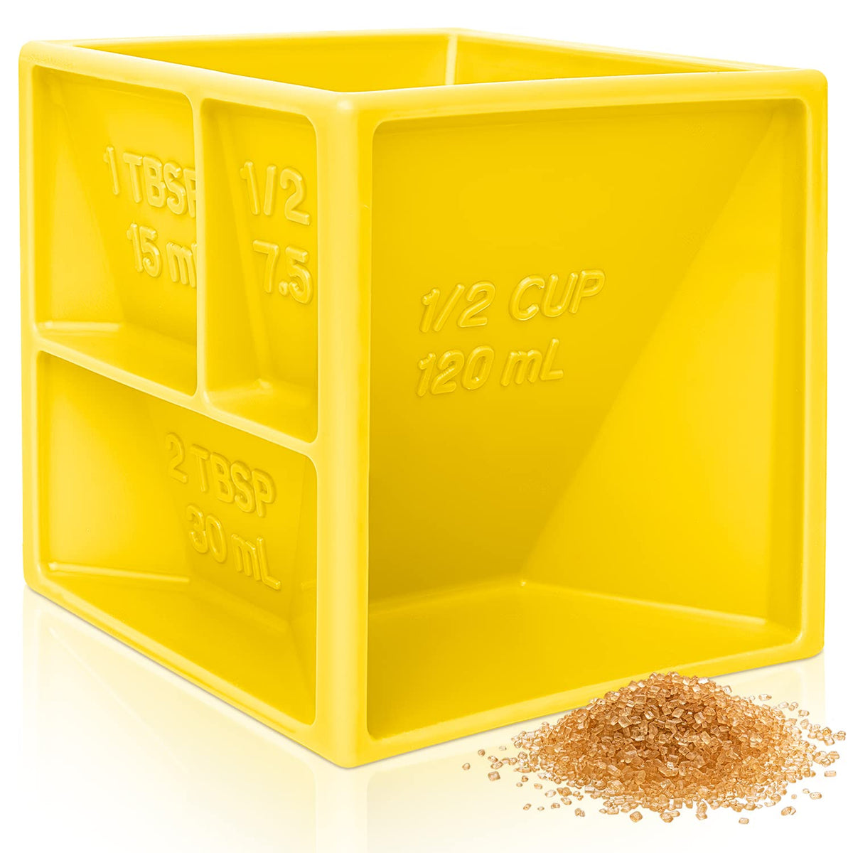 Nomadic Outpost Multi Measuring Cube Cup for Cooking and Baking, Helps with Organization and Reduce Clutter, All in One Measuring Kitchen Device – Great Gift Yellow
