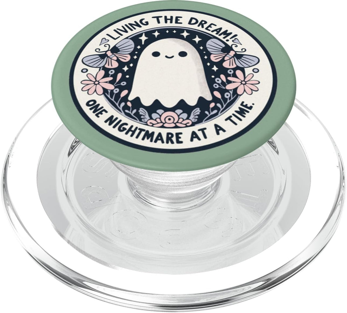 Bookish Book Lover Librarian Phone Popper Spooky Ghost Dark Humor Living the Dream Bookish Reading PopSockets PopGrip