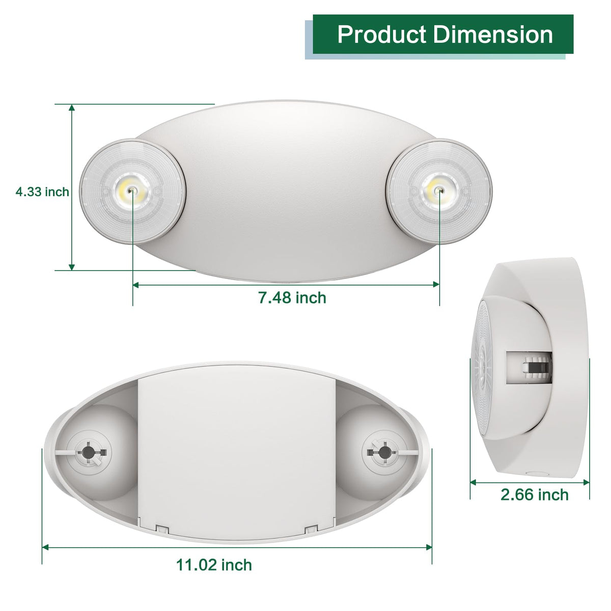 EXITLUX 2 Packs Emergency Lights for Business, Hard Wired, LED Emergency Lights with Battery Backup, 2 Heads Adjustable Commercial Exit Lighting Fixtures, UL 924 Certified, 120/277VC.