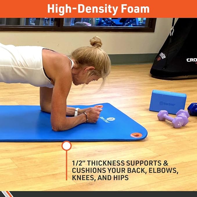Body Sport Non-Slip Exercise Mat for Men & Women, Thick Foam Surface for Yoga, Pilates, Fitness & Aerobic Workouts