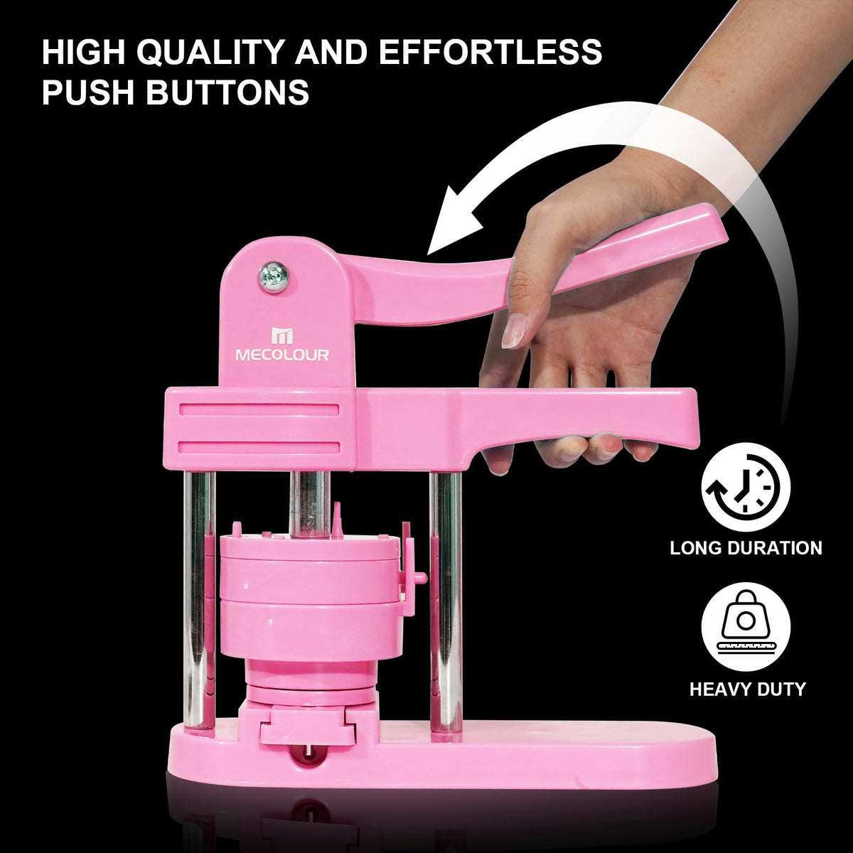 MECOLOUR Button Maker Machine Multiple Sizes 1.26+1.73+2.28 inch Pin Maker Machine,150pcs Button Badge Making Supplies,Button Press Machine for DIY Personalized Pinback Buttons Children DIY Gift(Pink)