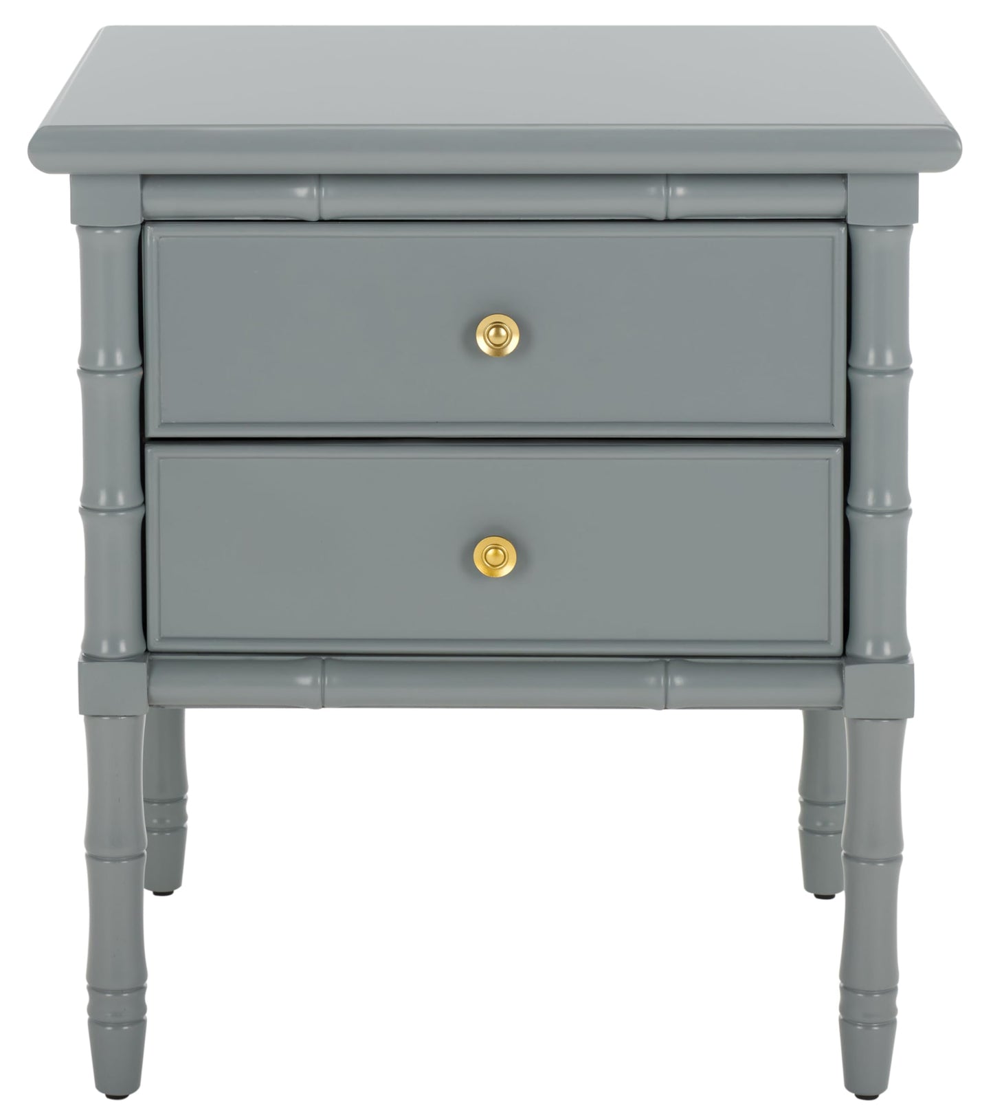 SAFAVIEH Furniture - Niah 2-Drawer Nightstand - Grey & Gold - Wood - Glam Hardware Design - Ideal for Bedroom, 23"W x 20"D x 25.25"H (NST3501C)