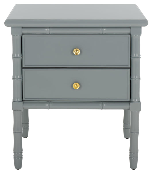 SAFAVIEH Furniture - Niah 2-Drawer Nightstand - Grey & Gold - Wood - Glam Hardware Design - Ideal for Bedroom, 23"W x 20"D x 25.25"H (NST3501C)