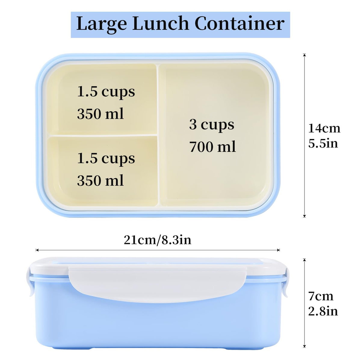 UPTRUST Bento Lunch container For Kids, Bento adult box With 3 Compartment. Leak-proof, Microwave safe, Dishwasher Safe, Freezer Safe,Meal Fruit Snack Packing Box(Spoon&Fork included) (Green)