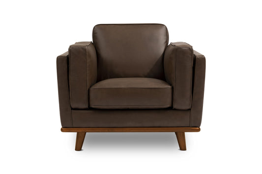 Valencia Artisan Full Leather Accent Chair 41.5” | Pure Full Italian Nappa Leather, Solid Wood Accent, Ultimate Comfort, Chocolate Brown