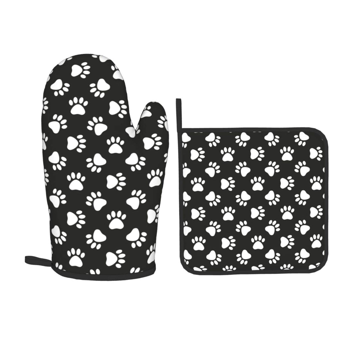 Oplp Dog and Cat Paw Print Oven Mitts and Pot Holders Heat Resistant Oven Mitts Safe for Baking Cooking BBQ