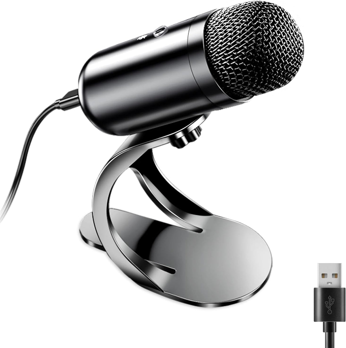 LIANGSTAR USB Computer Microphone, Podcast Mic Desktop with Mute Button for Recording Streaming, Omnidirectional