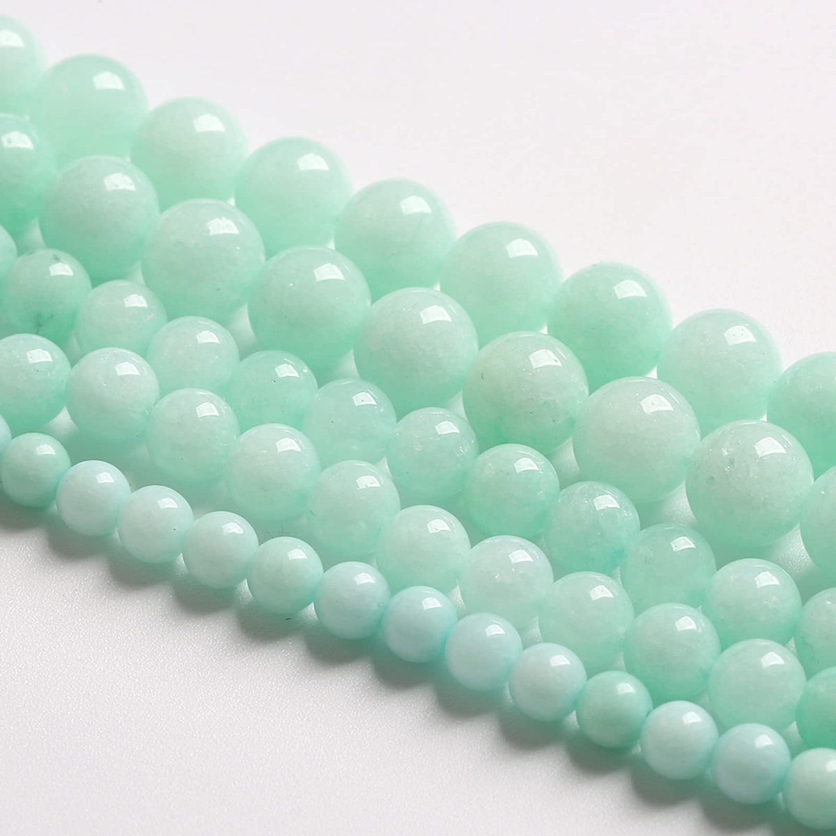 8MM 46PCS Natural Stone Amazonite Chalcedony Loose Beads for Jewelry Making DIY Bracelet Necklace 1 Strand