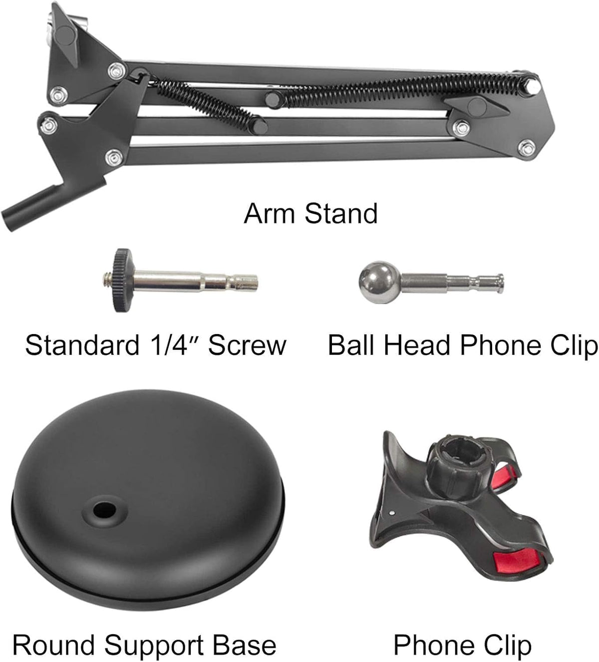 Spedal 1/4" MF920Pro, Desktop Webcam Stand with Weighted Round Base, Adjustable Scissor Arm Camera Mount with Phone