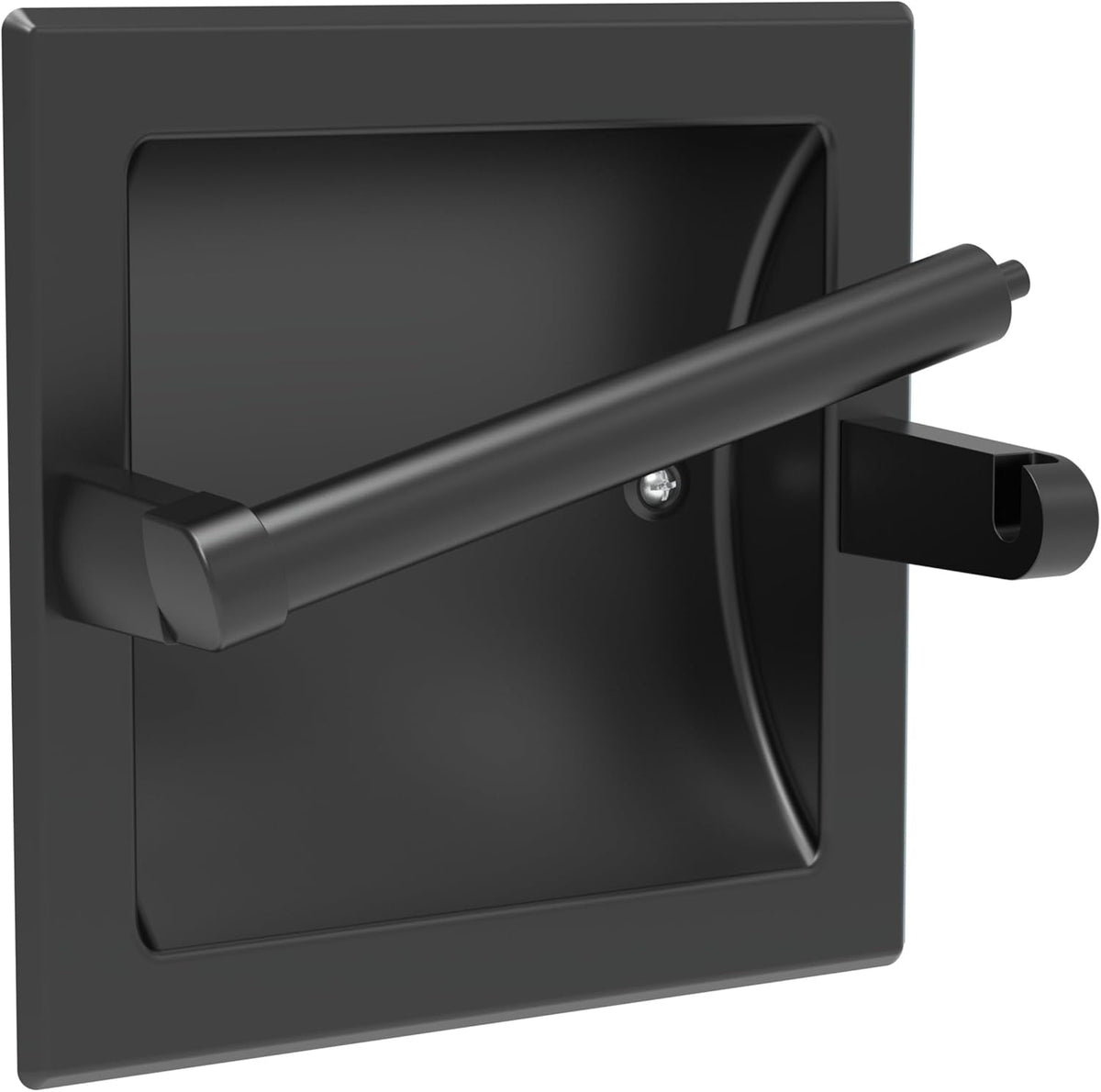 Skiennix Matte Black Toilet Paper Holder - Pivoting Wall-Mount Design for Large Rolls