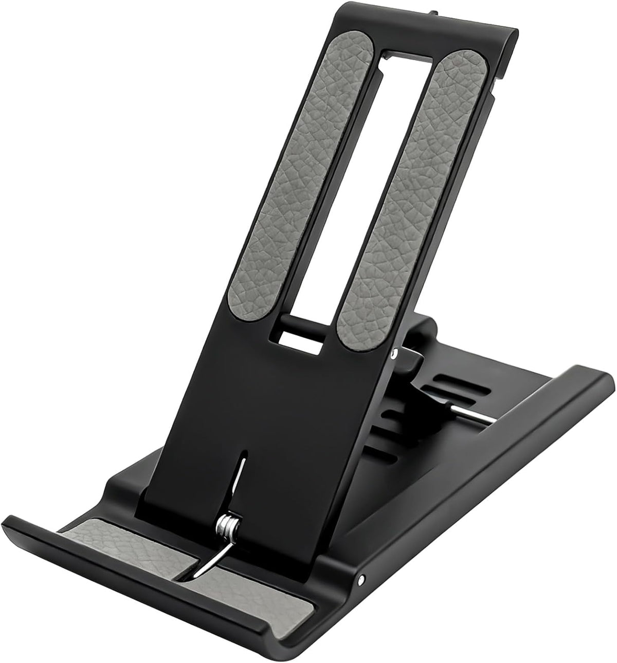 Attkryy Compact Adjustable Foldable Phone Stand for Desk - Black, Mini Mobile Holder for iPhone, Kindle