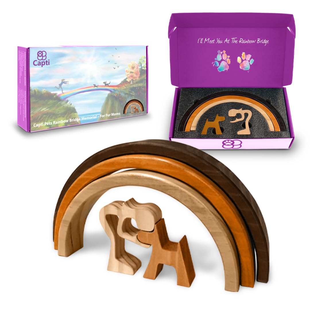 Capti Rainbow Bridge Dog Memorial Gifts, Cat Memorial Gifts - I'll Meet You at The Rainbow Bridge - Pet Loss Gifts, Bereavement, Sympathy Keepsake Dog Mom, Dog Dad for Loss of Pet (Dog and Mom)