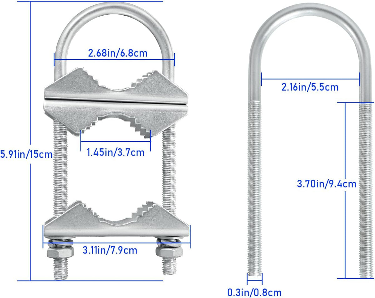 2 Sets Double Antenna Mast Clamp V Jaw Block with U Bolts, Heavy Duty Mast to Mast Mount Bracket Kit for Outdoor