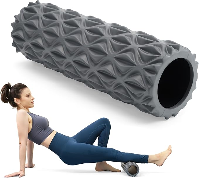 Foam Roller - 15 inch Deep Tissue Massager for Muscle Massage, Myofascial Trigger Point Release, Exercise, Yoga, Pilates & Stretching(Gray)