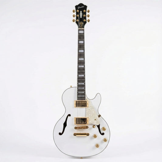 Grote LPF-001 Semi-Hollow Body Electric Guitar Coils Splitting with Gigbag (White)