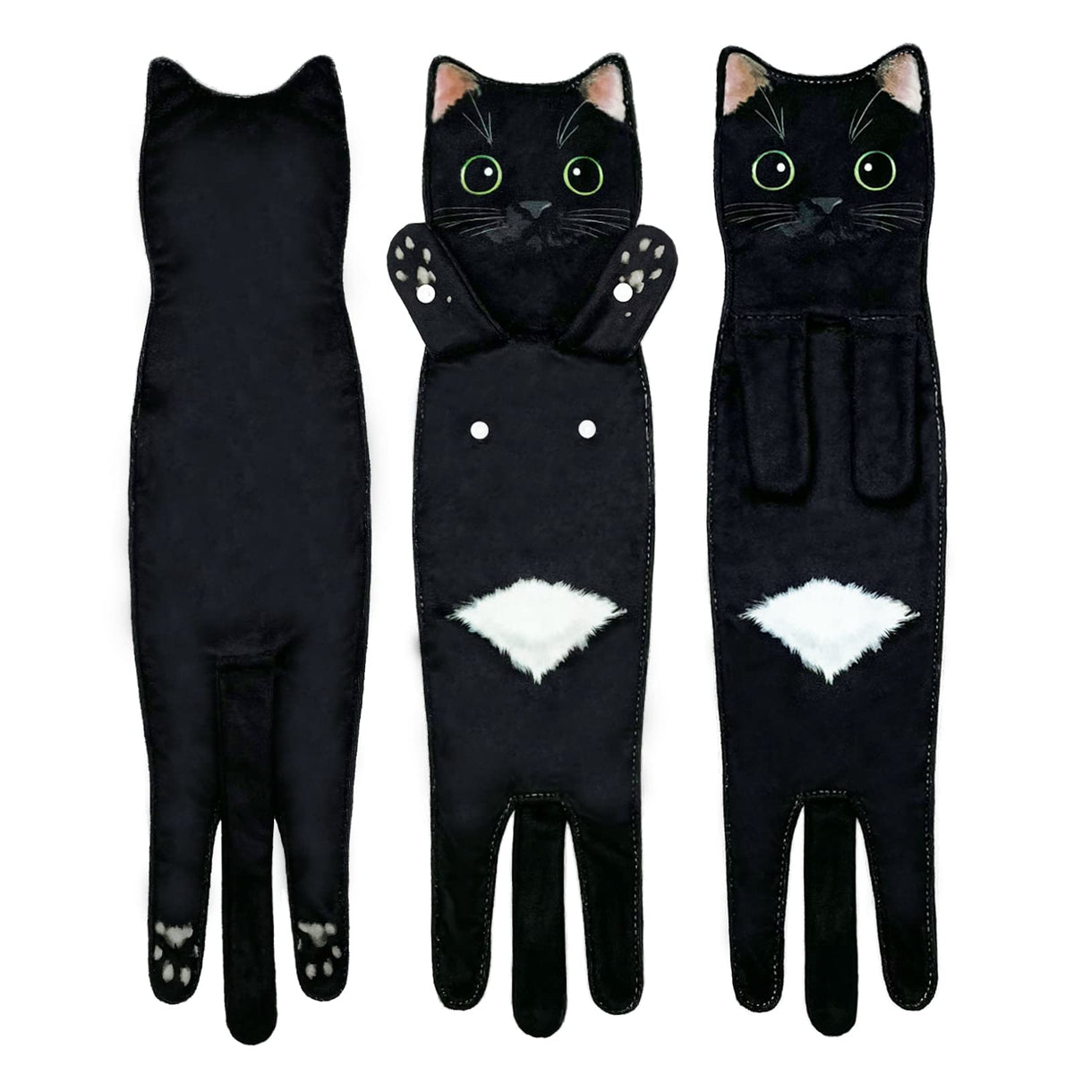 Hawgiman Hand Towels for Bathroom Kitchen,Cute Cat Quick-Dry Hanging Hand Towels Decorative for Bathroom Face Towels,Funny Gifts for Cat Lovers (Black)
