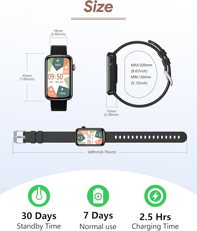 Fitness Tracker, Fitness Watches for Women Men with Heart Rate Monitor Blood Oxygen Sleep Tracker Pedometer, 1.47" Smart Watch Step Calorie Counter for Android iOS IP68 Waterproof (Black)