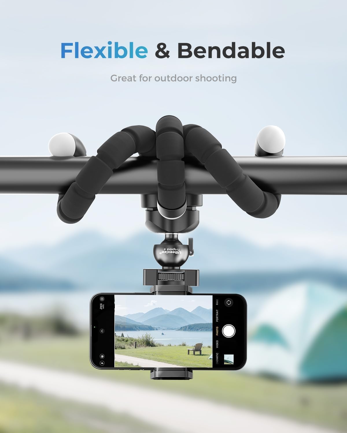 Acuvar Flexible Phone Tripod Stand with Wireless Remote & Adjustable Holder, Mini Smartphone Tripod for iPhone