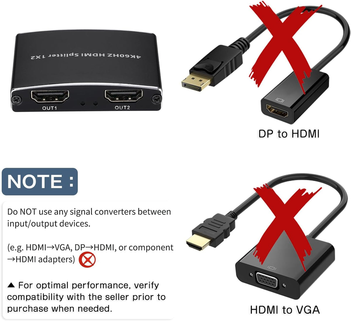 Wonlyus 2026 4K@60Hz 2.0b 1 2 4K 18Gbps HDCP2.2 3D Dolby PS5, Upgraded HDMI Splitter in Out, HDMI Splitter Duplicate