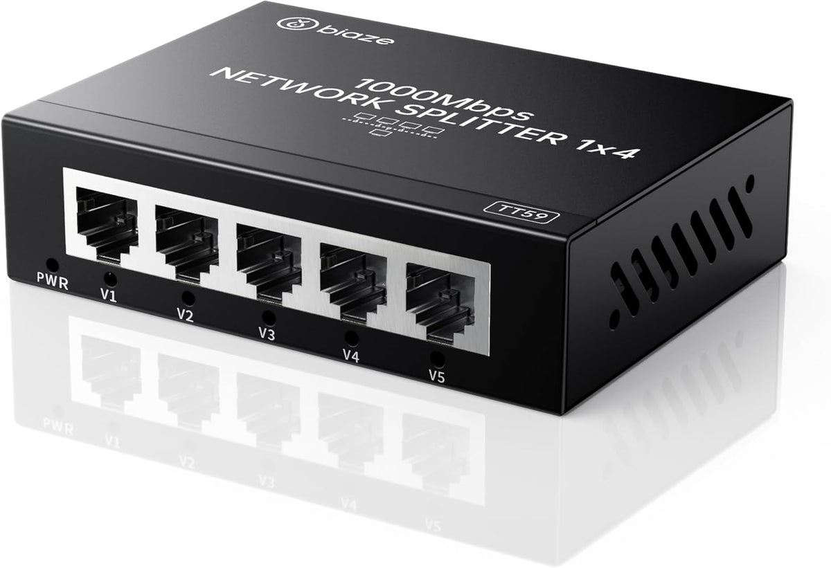 biaze 4-Port 1 4, Cat6 RJ45 (1000Mbps) Ethernet Splitter, Gigabit LAN Network Hub Adapter to Plug & Play Internet Cable