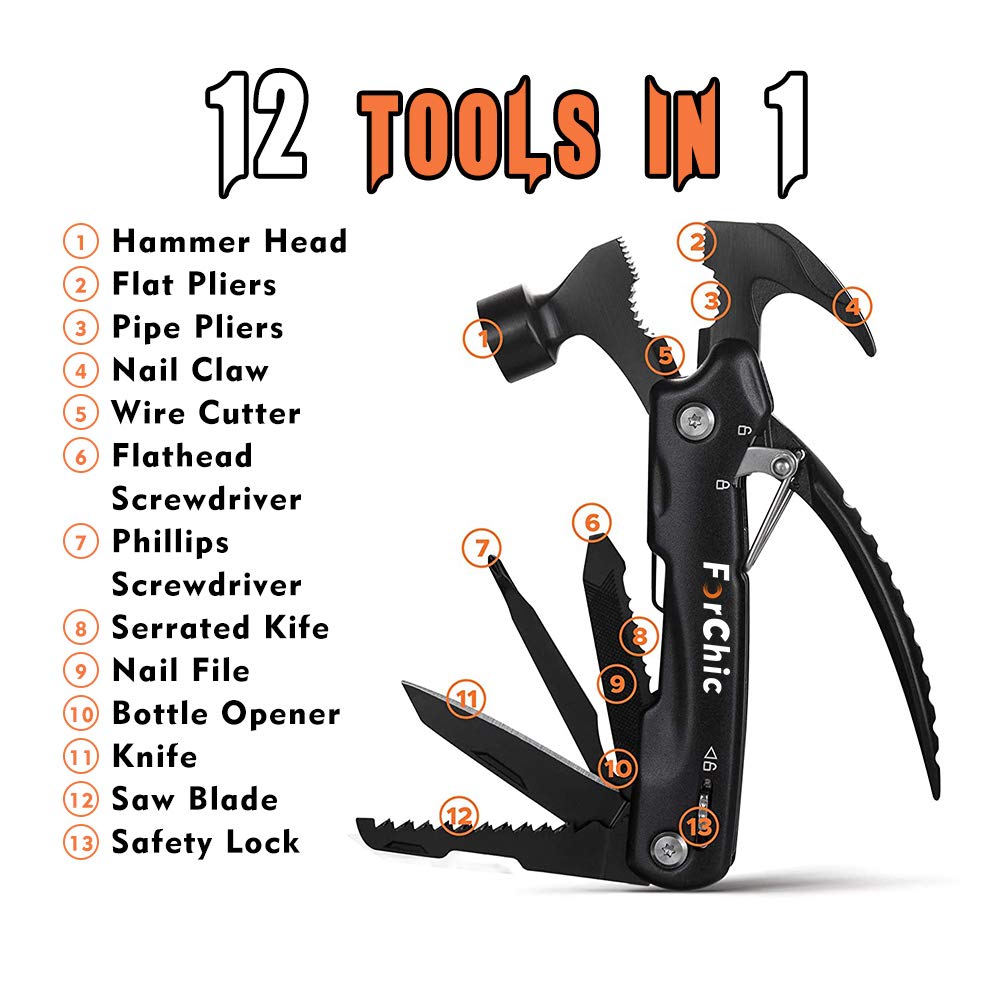 12 in 1 Hammer Multitool, Stocking Stuffers for Adults, Mens Gifts for Christmas, White Elephant Gifts for Adults, Christmas Gifts for Men, Dad, Him, Grandpa, Husband, Boyfriend