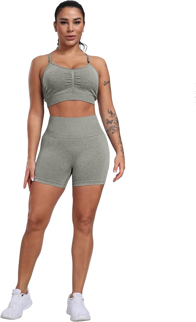CHRLEISURE Women's 4 Packs Workout Gym Shorts, High Waisted Butt Lifting Scrunch Butt Seamless Booty Shorts
