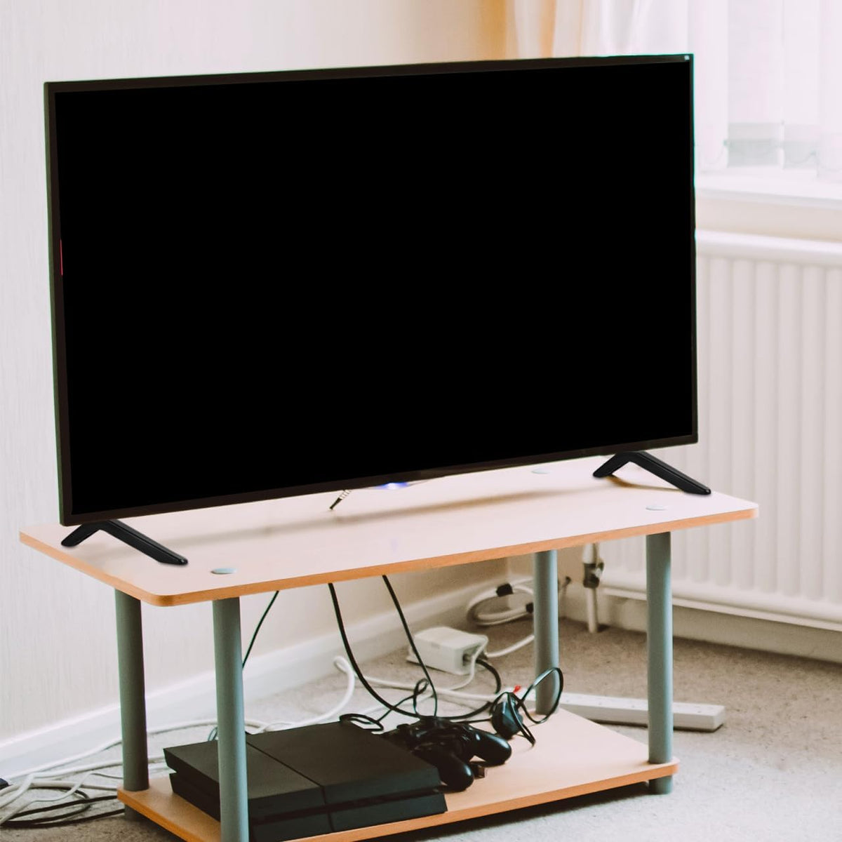 Yardenfun 40inch Universal TV Stand Legs Modern Stand for TVs Riser Base Monitor Mount Sleek Black with Screws
