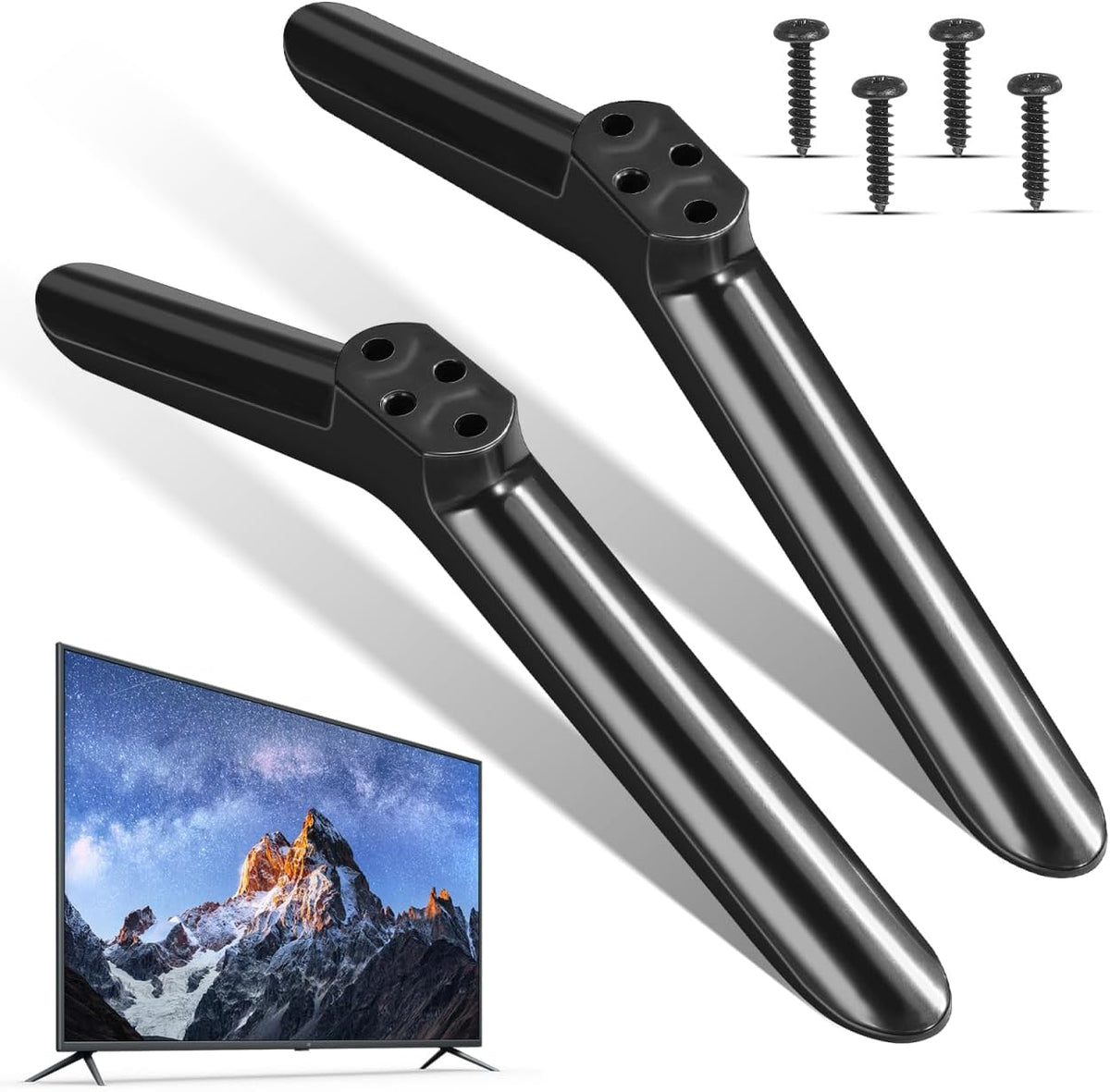 Yardenfun 40inch Universal TV Stand Legs Modern Stand for TVs Riser Base Monitor Mount Sleek Black with Screws