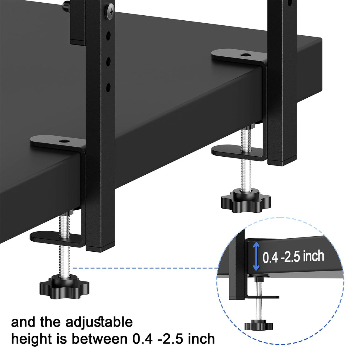 OUTIOE 2-Tier Desk Shelf, Expandable Under Desk Storage, Clamp on Desk Shelf, Desktop Accessories for Offices, Study Rooms, and Game Rooms (Wood)